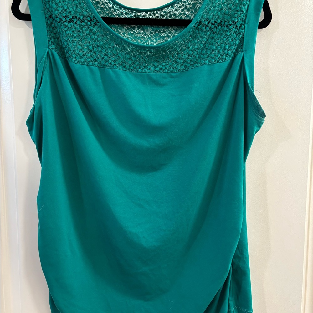 New York & Company Turquoise Lace Tank Top